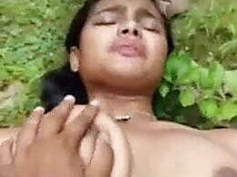 Desi teen with a tight pussy gets fucked outdoors